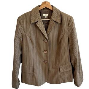 J Jill Womens Wool Blend Textured Blazer Sz 12 Career Minimalist Neutral Office